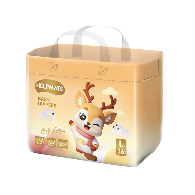 Fraldas macias e respir&aacute;veis ​​tamanho L, absorvidas instantaneamente